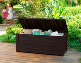 Keter Brightwood 454L Outdoor Garden Storage Box Garden Furniture - Brown