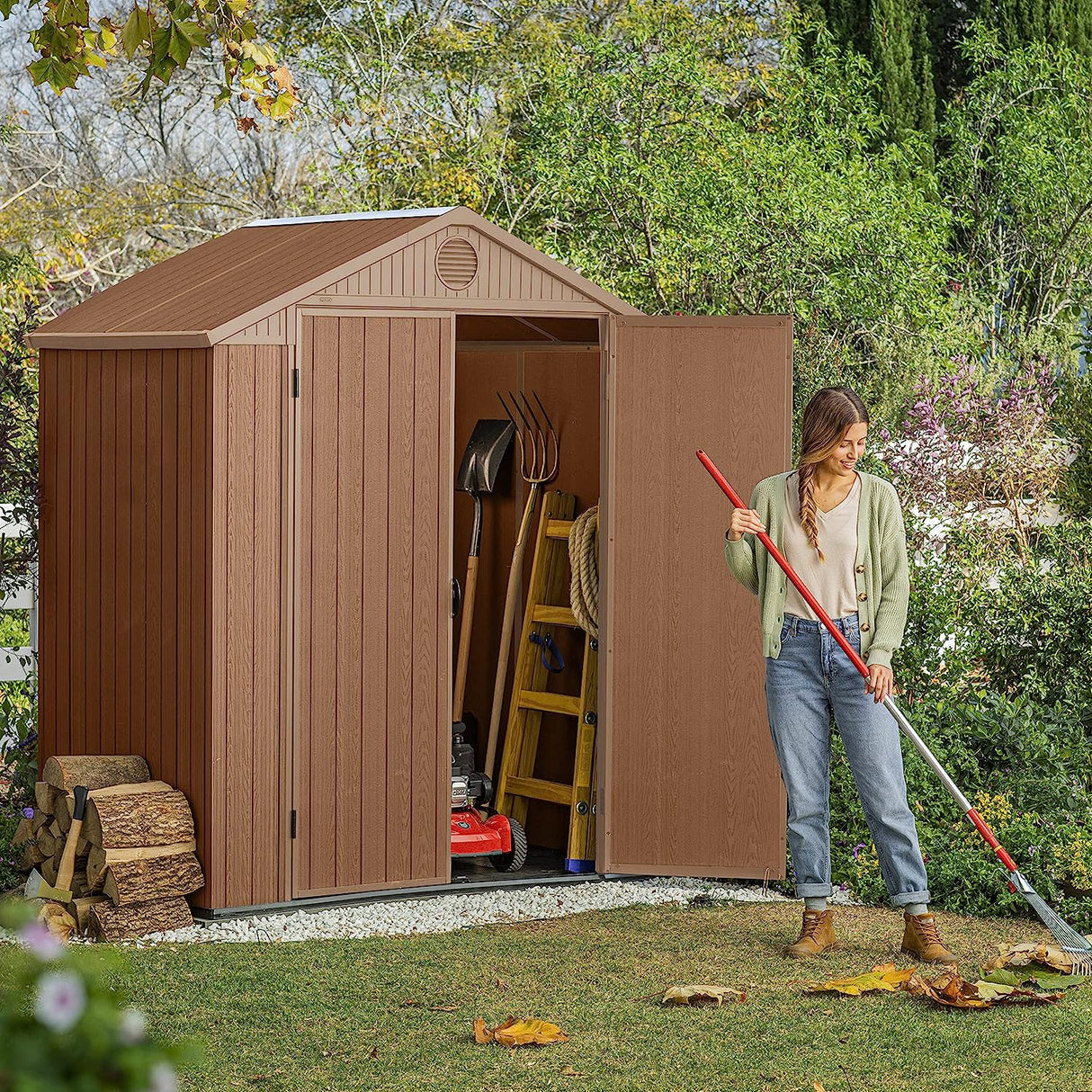 Keter Darwin 6 x 4ft Double Door Shed - Brown
