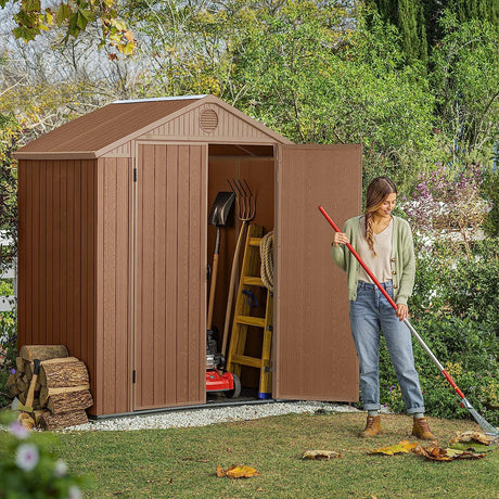 Keter Darwin 6 x 4ft Double Door Shed - Brown