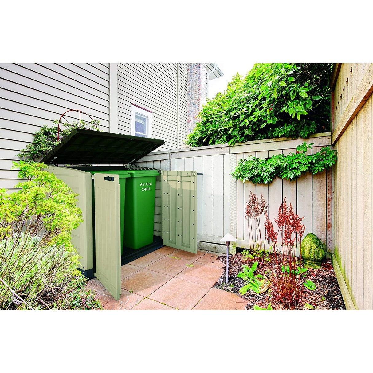 Keter Store It Out Max 1200L Outdoor Garden & Wheelie Bin Storage Shed - Beige & Brown